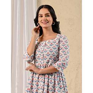 Robe en coton blanc à col carré, décontractée, imprimée à la main, fermeture boutonnée sur le devant, tailles XS à 5XL, respirante, design ODM - Product Image 1