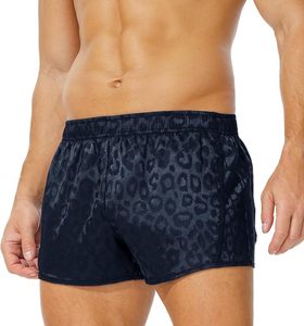 Short d'été en soie brillant pour hommes, imprimé léopard, taille élastique, logo personnalisé, vêtements de nuit cuissardes pour la nuit - Product Image 2