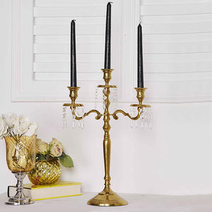 Elegant European Gold 5-Arm Candleholder Cheap <b>Small</b> <b>Metal</b> Candelabra for Wedding Christmas Dining <b>Table</b> Decor Other Candle - Product Image 2