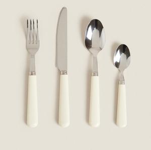 Ensemble de couverts en métal attrayant avec poignée en résine blanche plaqué argent pour la maison et le restaurant ensembles de couverts de vaisselle de table - Product Image 6