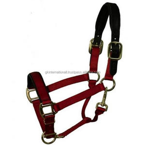 Cabestro de caballo de nailon hecho a medida, ajustable, en muchos colores, con relleno suave y corona de cuero, accesorios chapados en latón sólido - Product Image 6