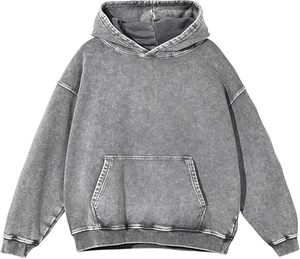 Sudaderas con capucha lavadas pesadas para hombres de alta calidad 100 presente algodón Vintage lavado ácido desgastado con logotipo personalizado - Product Image 3