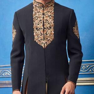New Fashionable Black Golden Men Sherwani Suit Custom Made Winter OEM Cotton Man Shalwar Kameez for Boys - Product Image 1