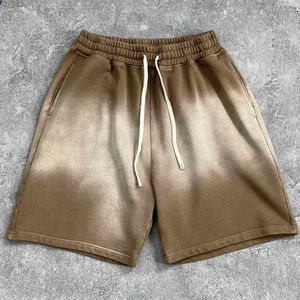 Derniers modèles MEN ACID WASH Sporty de haute qualité 100% coton Séchage rapide Sun Fade Rhinestone Solid Pattern Streetwear Shorts - Product Image 2