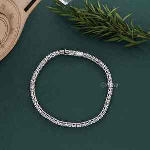 Bracelet tennis hip-hop en or blanc plaqué or 14 carats avec diamants ronds taille brillant, cadeau de fête, vente en gros - Product Image 3