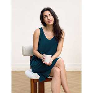 Chemise de nuit pour femme en bambou tricoté, robe unie, chemise de nuit en coton pour dormir et se détendre, pyjama - Product Image 5