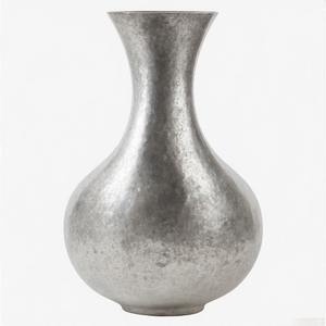 SilverWhisper Vase en nickel filé à la main avec subtile lueur en métal Vase de sol en relief Floral Design Home Decor Accent Statement - Product Image 2
