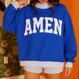 Women's Oversized Stand Collar Streetwear Sweatshirt Printed <b>Drop</b> Shoulder Crystal Badge Autumn Winter Warm Fabric Casual - Product Image 3