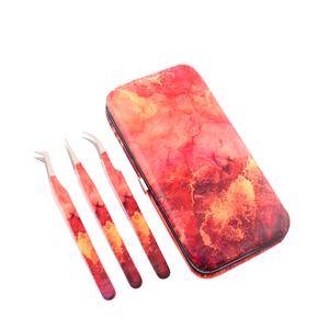 Pinzas de extensión de pestañas de acero inoxidable ligeras hechas a mano herramienta de belleza de embalaje personalizado para pestañas de volumen tipo punta de fibra - Product Image 6