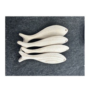Animales de madera decorativos tallados para colgar en la pared, artesanías de peces de madera para artesanías, adornos lisos de 99 DATOS dorados - Product Image 1