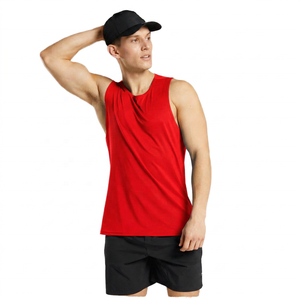Camiseta sin mangas azul para hombre, cuello redondo, de secado rápido, deportiva, de poliéster tejido, para entrenamiento. - Product Image 2