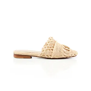 Babouches en raphia naturel tissées à la main pour femmes, légères, antidérapantes, tendance mode, confortables, élégantes, bout fermé, printemps été - Product Image 3