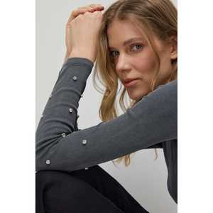 T-shirt à manches ornées de perles et de pierres - Product Image 3