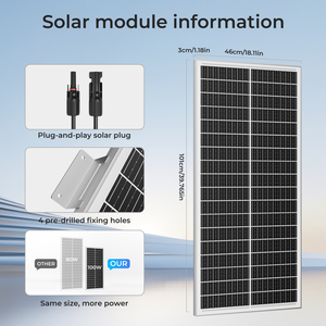 Top Selling 100W 18V Home Rigid <b>Solar</b> <b>Panel</b> Kit Waterproof Mono Rechargeable Glass <b>Panel</b> Half Cell 22% Efficiency Long Lifetime - Product Image 2