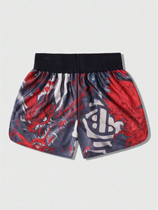 กางเกงขาสั้นมวยไทยสำหรับผู้ชายกางเกงขาสั้นไทยพิมพ์ลายผ้าซาตินออกแบบได้ตามต้องการ - Product Image 2