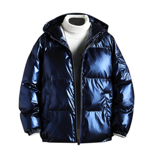 High Quality Custom Shinny Style Men's Puffer <b>Jackets</b> with Long Sleeves Breathable Wholesale Price Available for Sale - Product Image 4