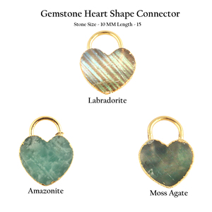 Fournisseur authentique amazonite naturelle en forme de cœur connecteur de pierres précieuses plaqué or connecteur de verrouillage de coeur tranchant fabrication de bijoux - Product Image 2
