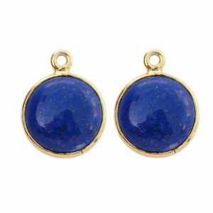Superbe lunette en Lapis-lazuli naturel 12x16mm Bijoux en argent plaqué 925 Cabochon rond Pendentif à breloque pour collier - Product Image 1