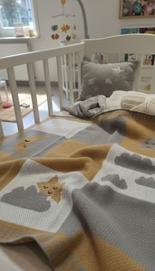 Custom Knitted European Style Baby <b>Blanket</b> 100% Organic Cotton Animal/Dot/Striped/Cartoon Newborn <b>Swaddling</b> Wrap Soft Foldable - Product Image 4