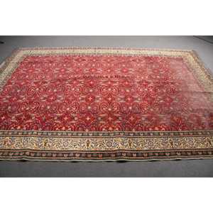 Grand tapis turc vintage de 6,5 x 9,6 pieds, tapis en laine rouge patchwork - Product Image 2