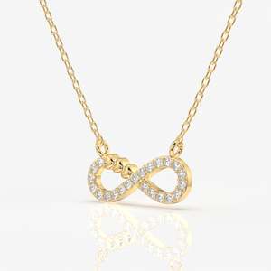 18K <b>Gold</b> Pendant with Round Cut Lab Grown Diamond Fashionable <b>Infinity</b> Design - Product Image 2