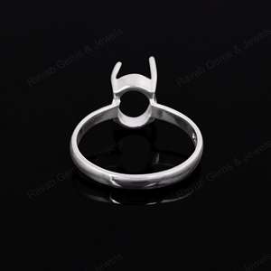 Tendance Solide 925 Sterling Silver 7x9mm Ovale Prong Setting Semi-Mount Simple Band Personnalisable Placage Souvenir Fine Jewelry - Product Image 3