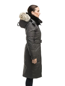 Dernier parka court à capuche pour femmes gris acier avec logo personnalisé veste d'hiver matelassée et bouffante en tricot - Product Image 5
