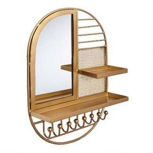 New Arrival Industrial Wood <b>and</b> Iron Wall <b>Hook</b> Rack with 5 <b>Hooks</b> Decorative Entryway <b>Shelf</b> Organizer for Home Storage - Product Image 2