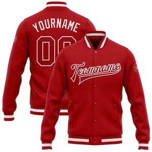 Custom <b>Red</b> <b>Wool</b> Varsity Jacket Men's Baseball Style Embroidered Team Name Number Casual Outerwear Winter Wear Embossed - Product Image 1