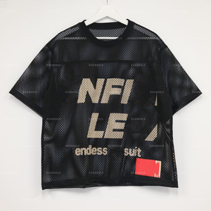 เสื้อยืดพิมพ์ลายโพลีเอสเตอร์ตาข่ายขนาดใหญ่เปิดไหล่แขนสั้นสำหรับผู้ชายเสื้อตาข่ายระบายอากาศได้ดีฤดูร้อน - Product Image 4