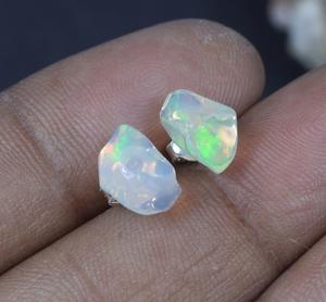 Rough Ethiopian <b>Opal</b> 925 Sterling Silver Gemstone 1 Pair <b>Stud</b> <b>Earring</b> Natural Stone Elegant <b>Stud</b> Gift For Christmas - Product Image 2