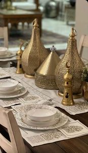 Golden Moroccan Style Brass <b>Lantern</b> <b>Set</b> of 2 with Cutout Design for Home Decoration - Product Image 5
