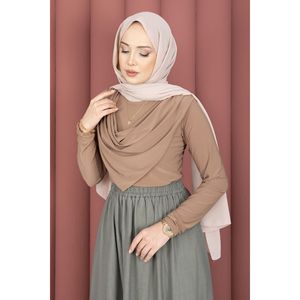 Hauts en tricot pour femmes Sandy Body, couleur camel, avec détail drapé - Product Image 5