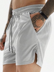 High Quality Sporty Eco-Friendly Men's Gym Shorts Custom Training Workout <b>Fitness</b> Athletic Wear Polyester/Cotton Solid Pattern - Product Image 5