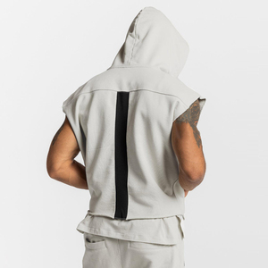Boxy Fit Men Oversized <b>Hoodie</b> 450 Gsm French Terry Raw Hem Cropped <b>Sleeveless</b> <b>Hoodie</b> breathable good <b>sleeveless</b> <b>hoodie</b> men - Product Image 2