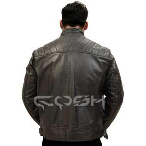 Chaqueta de Motociclista de Cuero Genuino Negro Personalizada al por Mayor, Chaqueta de Motociclista con Cuello Alto, Proveedor - Product Image 4