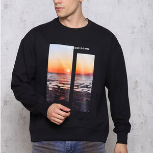 Sudadera de Algodón para Hombre con Cuello Redondo, Diseño Moderno, Fabricación Personalizada OEM, Tinte Liso, Lavado Ácido, para Invierno - Product Image 1