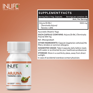Arjuna GMP Certifié 500mg Capsules Végétariennes Suppléments À Base De Plantes Coeur Santé Cardiaque 2 Capsules Par Jour Adultes HDPE Bouteille 25% - Product Image 2