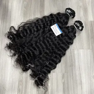 TOP DE HAUTE QUALITÉ!! Vente en gros Extensions de cheveux humains à pointe plate Stesm Curl avec cuticules alignées au Vietnam pour salon