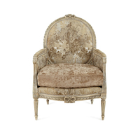 Juego de Sillones Adeleine Bergere de Madera de Caoba con Tapicería de Terciopelo, Acabado Crema, Diseño de Mediados de Siglo, Esponja, para Sala de Estar de Villa o Apartamento