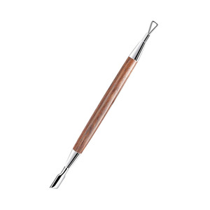 Poignée en bois ongles cuticules pousseurs Double face miroir vernis aciers inoxydables 13 cm Nail Arts poussoirs - Product Image 6