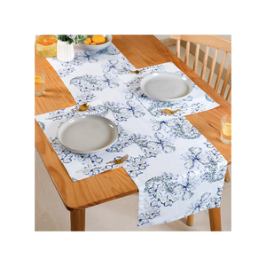 Handwoven Floral 100% Cotton 250 GSM Jacquard Weave GOTS Certified Eco Washable 35x180 Cm Made In India Premium <b>Table</b> <b>Runner</b> - Product Image 3