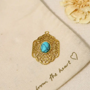 Pendentif vintage fantaisie en forme de pierre d'onyx noir en laiton de 8 mm pour prix de gros et MANGALMAY CORPORATION - Product Image 4