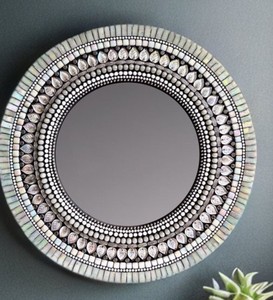 Espejo de Mosaico Blanco Crema - Product Image 1