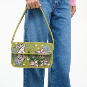 Bolsos Cruzados de Cuero con Flecos y Cuentas, Estilo Occidental, Hechos a Mano, con Diseño Azteca Multicolor - Product Image 1