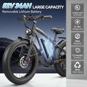 6000W doppio motore Ebike per adulti uomini 45mph-veloce bici elettrica con batteria al litio 12V 70Ah telaio in alluminio fino a 100 miglia - Product Image 3