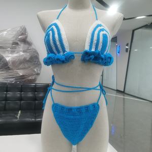 Nouveau produit en crochet personnalisé 100% Coton Écologique, Robe de plage style bikini à col en V, Maillot de bain tube mode avec logo frontal et design de taille, pour séance photo - Product Image 4