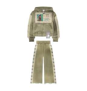 Conjunto de Sudadera con capucha de forro polar lavado ácido de algodón para hombre más vendido, chándal transpirable con logotipo personalizado para ropa informal para gimnasio de invierno fitness - Product Image 3