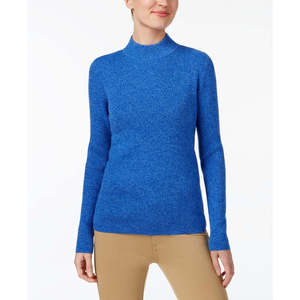 เสื้อสเวตเตอร์ผ้าฝ้ายสไตล์วินเทจลำลองสำหรับผู้หญิง แบรนด์ Karen Scott ระบายอากาศได้ดี ดีไซน์คอเต่าแบบเปิด ลายถักแบบเคเบิ้ล สีน้ำเงิน ไซส์ XX-Large สำหรับฤดูใบไม้ร่วง - Product Image 1