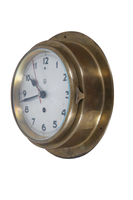 CH Horloge murale Art Déco vintage allemande en fer et verre, style hublot de bateau, mécanique, dorée, 8 pouces, pour salon